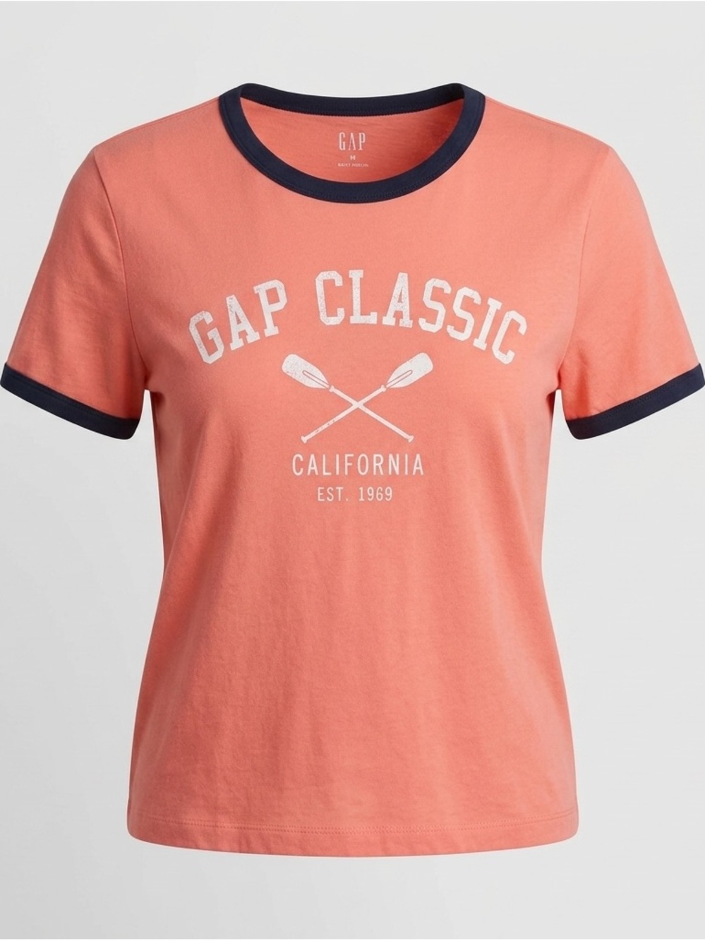 GAP Classic California Crop Tee Women’s Medium Pink Ringer T-Shirt
